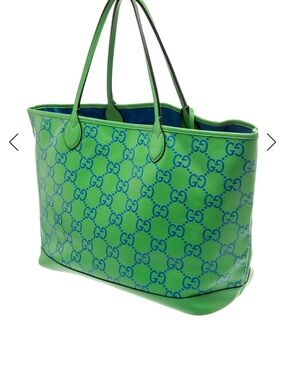 Gucci Green and Blue GG Canvas Tote bought at Gucci in Rome